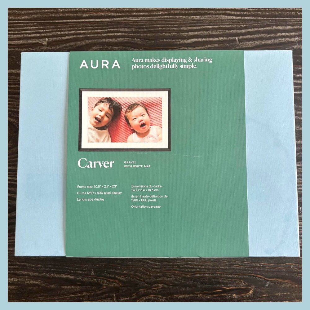 BRAND NEW Aura Carver Digital Picture Frame 10.5” Black Gravel With White Mat